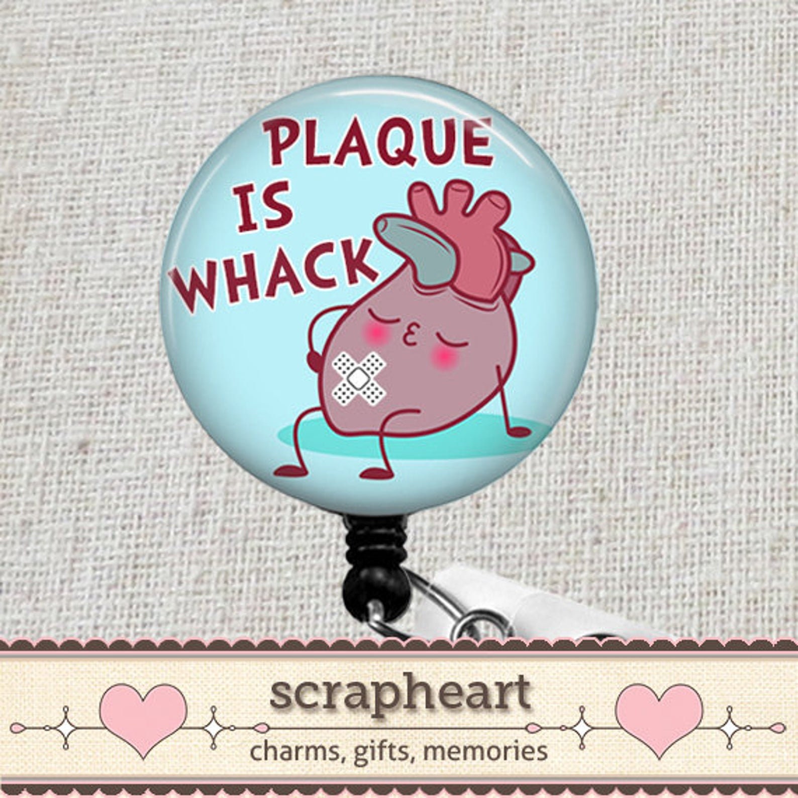 Funny Cardiology Badge Reel, Plaque Is Whack Retractable Badge Holder, Telemetry Nurse Name Badge, Cath Lab ID Badge, Cardiologist Gift