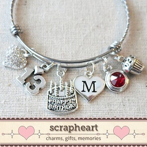 13th BIRTHDAY GIFT, 13th Birthday Charm Bracelet, Teenage Daughter Gift Ideas, Girls Thirteenth Birthday Gift, Granddaughter Gift Ideas