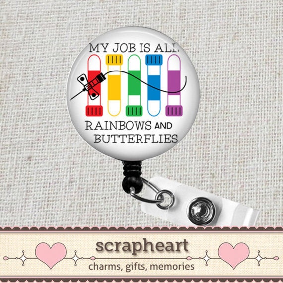 Cute Phlebotomist Badge Reel, My Job is All Rainbows and Butterflies  Phlebotomy Tech Blood Draw Retractable ID Badge Holder Nurse Gift :  : Office Products
