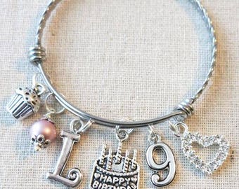 9th BIRTHDAY GIRL, 9th Birthday Charm Bracelet, 9 Year Old Daughter Birthday Gift Idea, Girls Ninth Birthday Gift, 9 Year Old Girl Birthday
