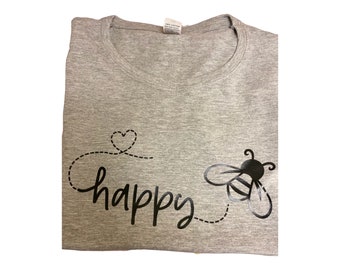 Bee-Happy Glitter T-shirt (Grey)