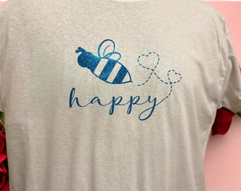 Bee-Happy Glitter T-shirt (White)