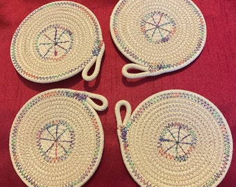 Handmade Spiral Rope Coasters x 4