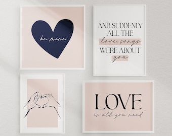 Moderne Valentijnsdag Decor Prints - Digitale Download - Valentijnsdag afdrukbare decoraties, kunst aan de muur
