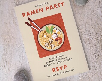 Uitnodiging Ramen-feestje bewerkbare sjabloon, Ramen-feestuitnodiging, digitale download