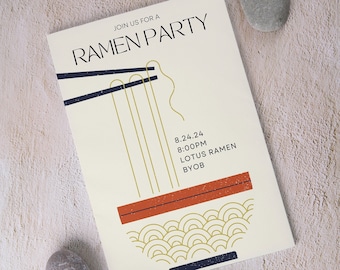 Uitnodiging Ramen-feestje bewerkbare sjabloon, Ramen-feestuitnodiging, digitale download