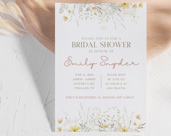 Wildflower Bridal Shower Editable Invitation Template, Floral Bridal Shower, Editable Invitation, Wildflower Shower