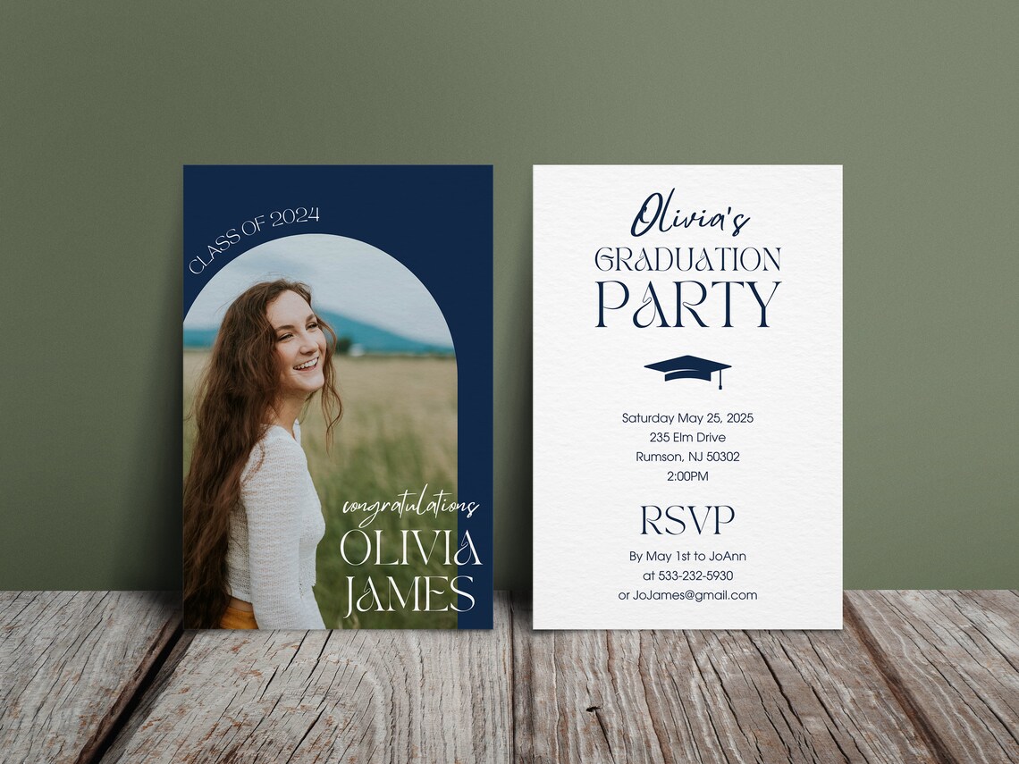 Graduation Website Invite Editable Graduation Invite Template - Customizable Invitation, Grad ...