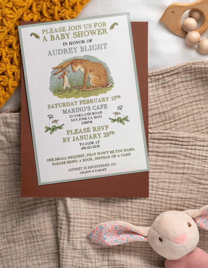 Editable Guess How Much I Love You Themed Baby Shower Invite Template / Birthday Invitation image 3