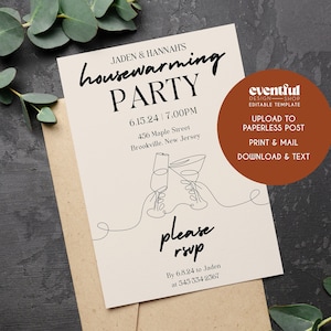 Editable Housewarming Invite - Minimal Housewarming Invitation - instant download