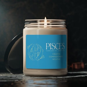 Pisces Zodiac Candle 100% Soy Astrology Gift