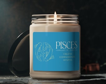 Pisces Zodiac Candle 100% Soy Astrology Gift