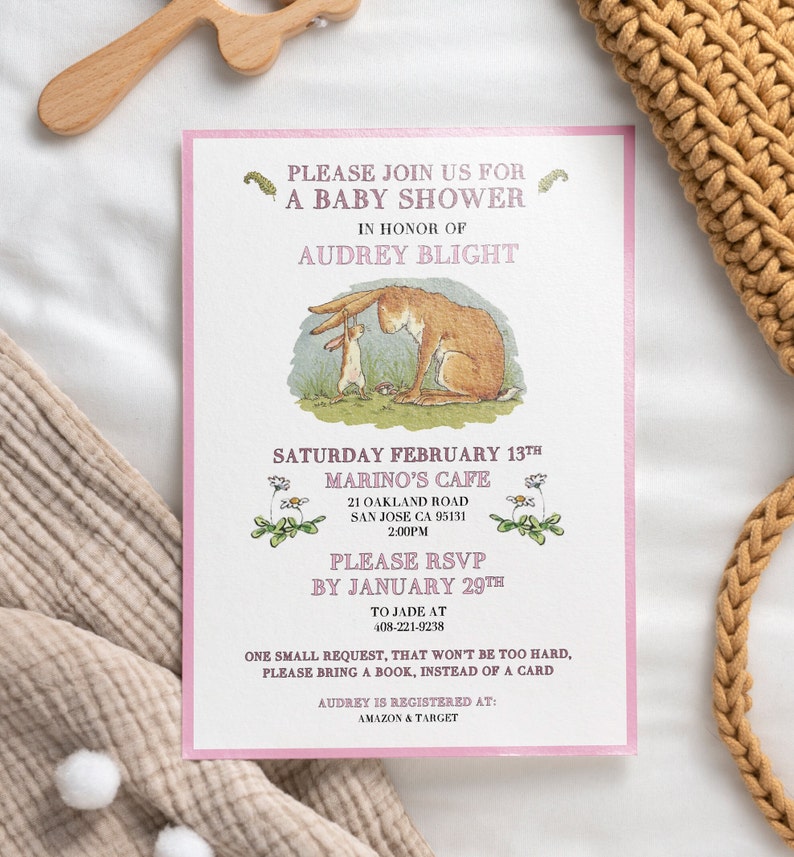 Editable Guess How Much I Love You Themed Baby Shower Invite Template / Birthday Invitation image 2
