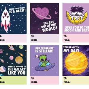 Space Valentines Day Cards, Outer Space Valentines, Printable Valentine ...