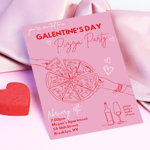 Editable Galentine Invite Pizza Party, galentines day editable invite, galentines day invitation