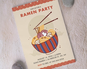 Uitnodiging Ramen-feestje bewerkbare sjabloon, Ramen-feestuitnodiging, digitale download