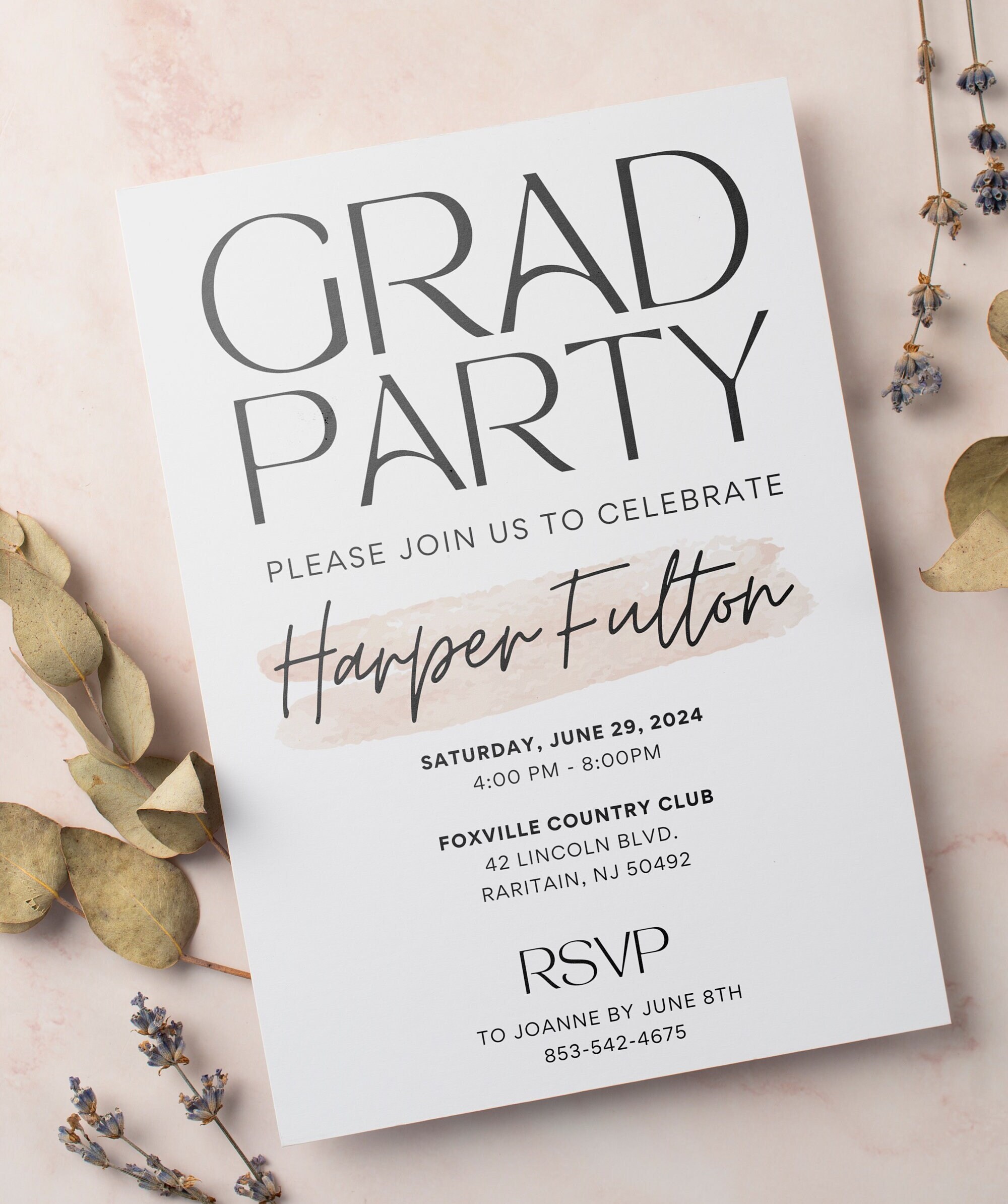 Editable Graduation Invitation Template - Minimal and Modern ...