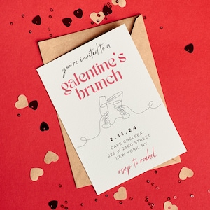 Bearbeitbare Galentine Party-Einladung, bearbeitbare Einladung zum Galentines-Tag, Brunch-Einladung zum Galentines-Tag