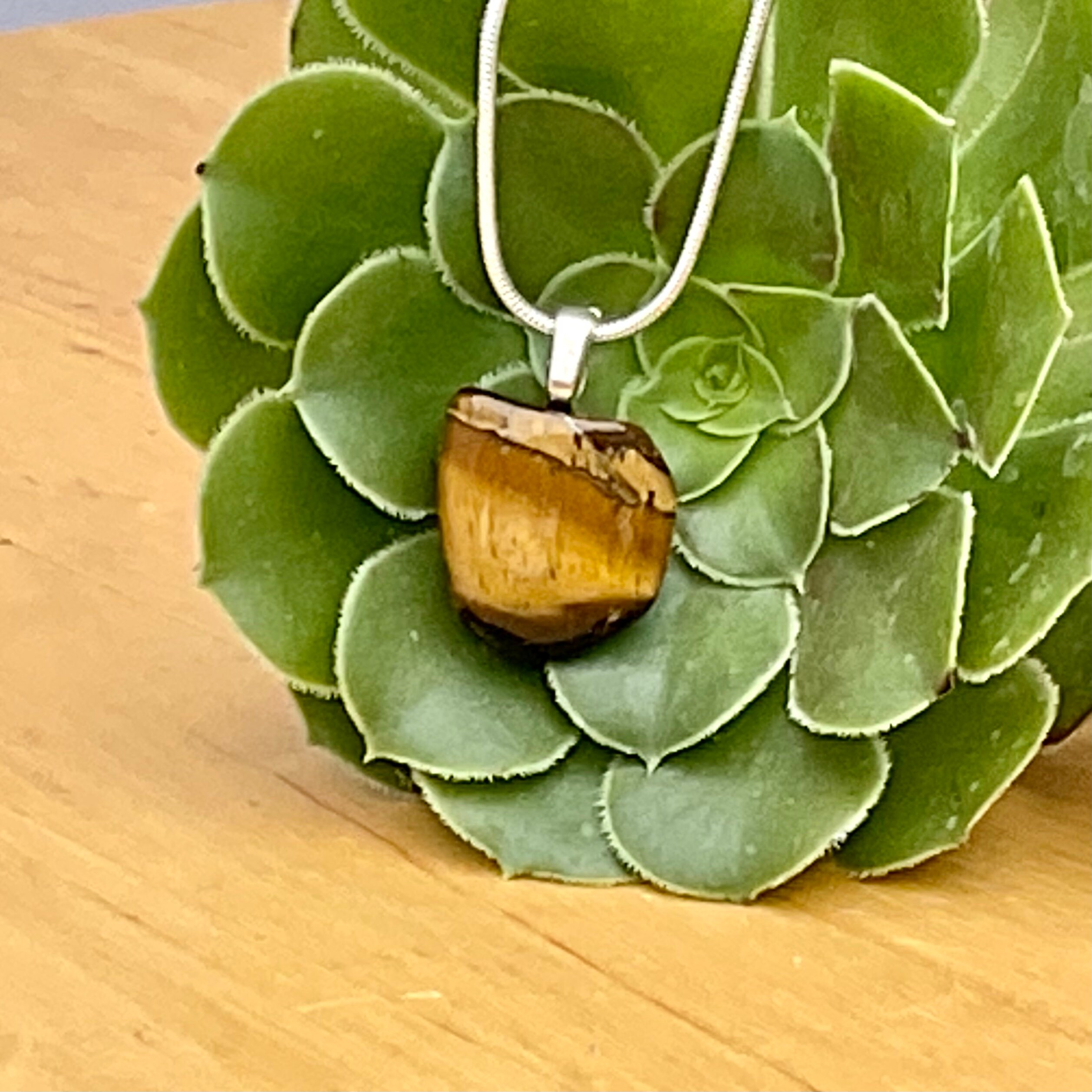 Tiger Eye Pendant With Chain or Leather Cord Etsy UK