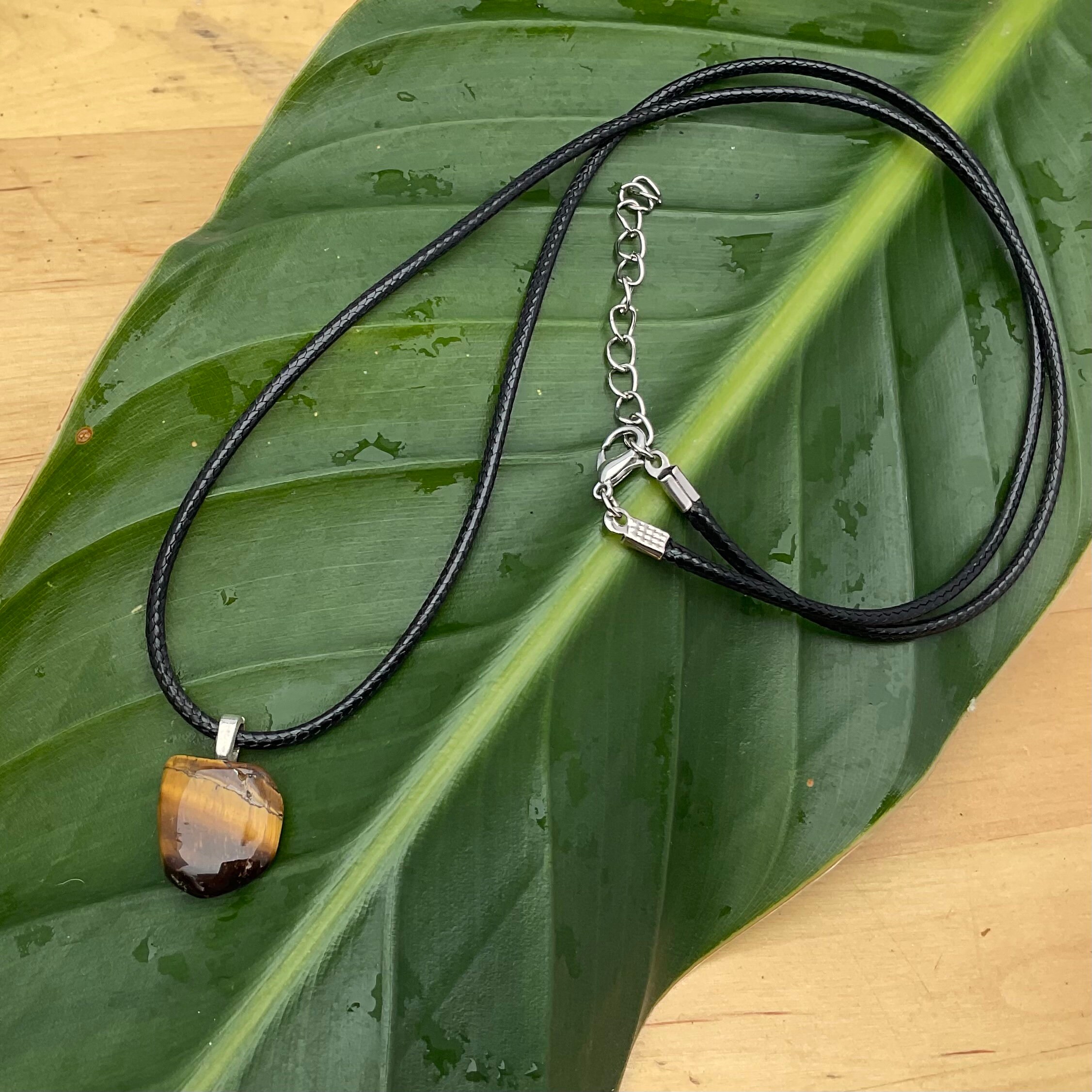 Tiger Eye Pendant With Chain or Leather Cord Etsy UK