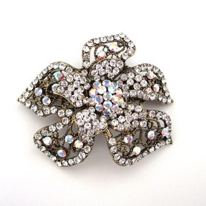 Kristall Blume Haarspange Zubehör Clip Gold-Ton klar