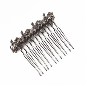 Crystal Small Flowers Hair Accessory Jewelry Comb Clip Antique Silver Tone Wedding Bridal Bridemaid Olive Green Pink Pink AB image 4