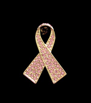 Broche Ruban Rose Strass - Sensibilisation Cancer Du Sein - Pin's Octobre Rose - Pour Vêtements, Sacs