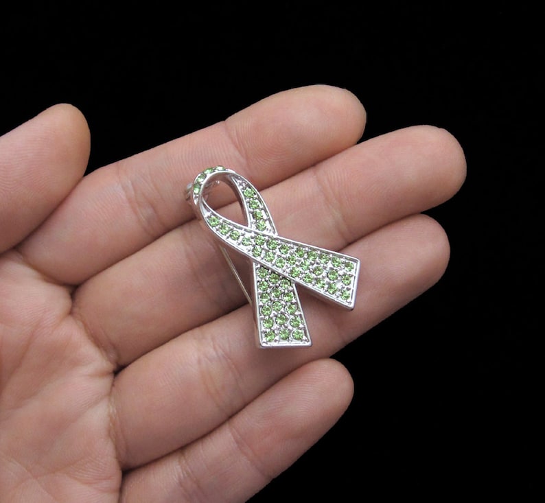 Crystal Lime Green Ribbon Bow NonHodgkin Lymphoma Cancer Lyme Etsy