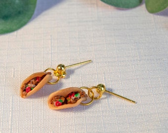 Taco Studs - Gift for Foodie - Taco Tuesday Polymer Clay Earrings - Lightweight Hypoallergenic Food Jewelry - Taco Lover BFF Gift