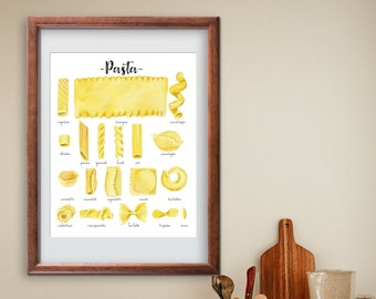 Pasta Lover Downloadable Print - Italian Food Fan Printable Poster - Gift for Foodie - Kitchen Wall Decor - Housewarming Gift