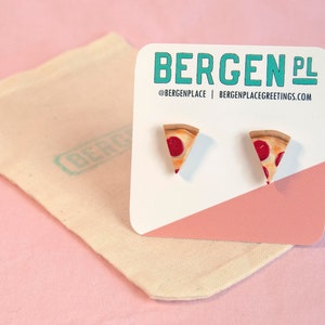 Pepperoni Pizza Slice Studs Gift for Foodie Pizza Slut Polymer Clay Earrings Lightweight Hypoallergenic Food Jewelry BFF Gift image 3