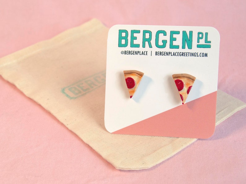 Pepperoni Pizza Slice Studs Gift for Foodie Pizza Slut Polymer Clay Earrings Lightweight Hypoallergenic Food Jewelry BFF Gift image 3