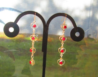 Large  Sterling Silver and RUBY chandelier  earring, 925, sterling silver