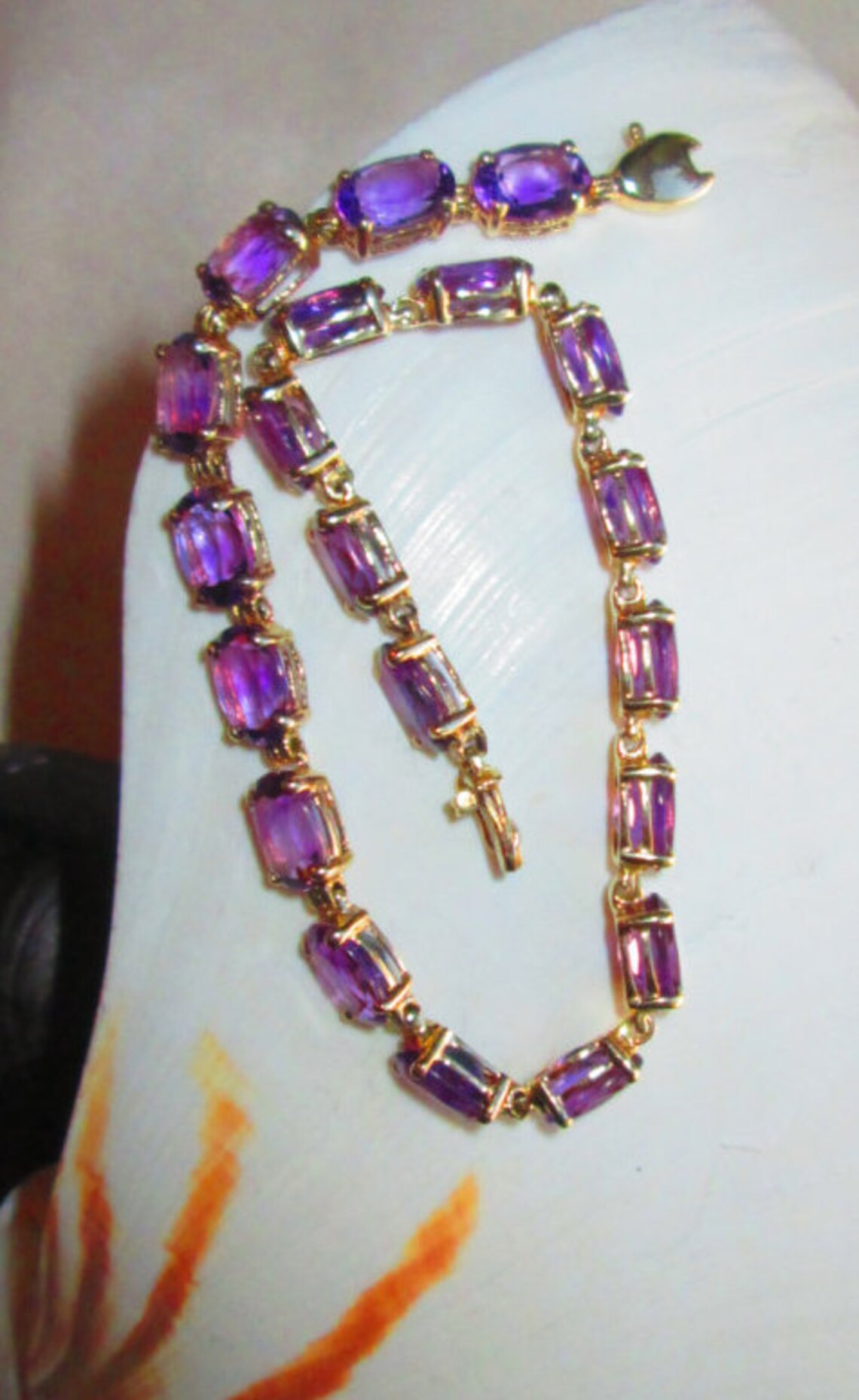 10kt. yellow gold Amethyst tennis bracelet Etsy