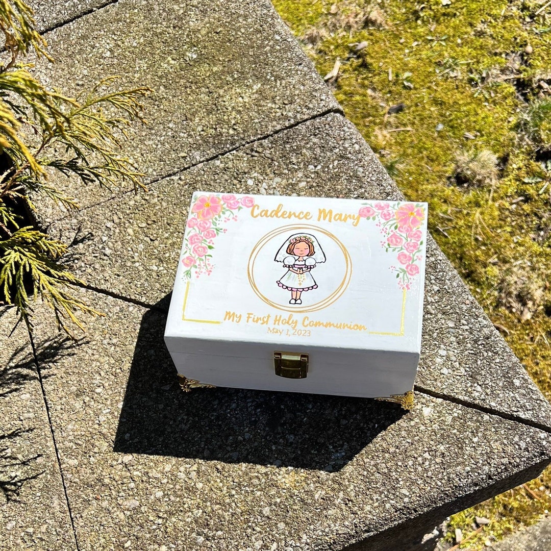 First Holy Communion Keepsake Box Kids Religious Gift Gift Etsy
