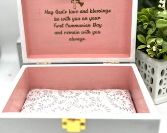 First Holy Communion Keepsake Box, Kids Religious Gift, Gift from Godparents, Gift for Goddaughter or Godson, First Communion Gift Memory