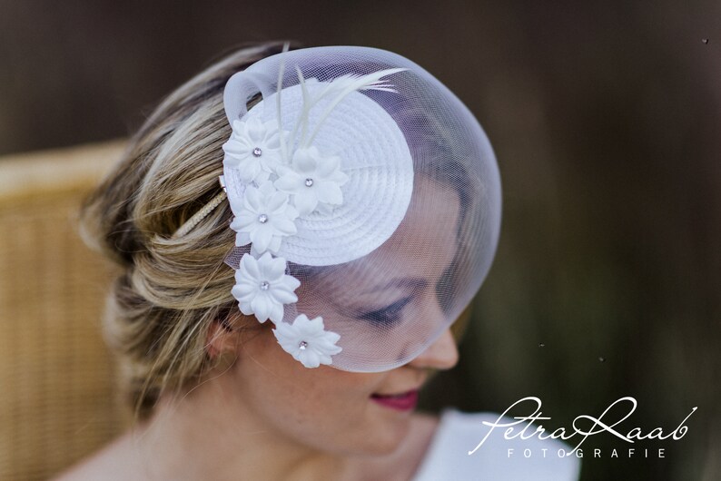 M32 Bride Hair Ornament Fascinator With Blooms Feathers Etsy