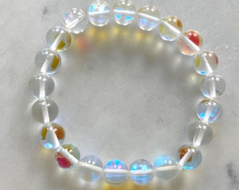 Angel Aura Quartz Healing-armband (8 mm edelsteenkralen AAA-kwaliteit, handgemaakt), Angel Aura-armband, Angel-armband