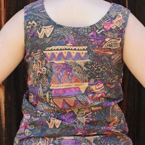 M/L Vintage Brightly Patterned Zimbabwean 1990s Button Down Tank Top image 3