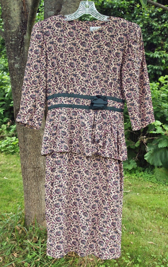 M Paisley/Floral Print 1980s Does 1940s Long Slee… - image 1