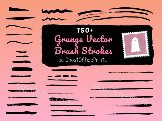 Paint Brush Strokes Vector Download, Scrapbooking PNG, SVG, Digital Clipart Website  Invitations Assets Grunge Black Textures Commercial Use