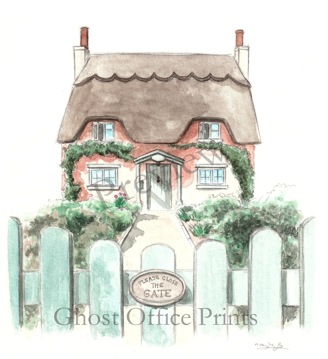 English Cottage Art Print, Rose Cottage Honington Warwickshire, Cozy ...