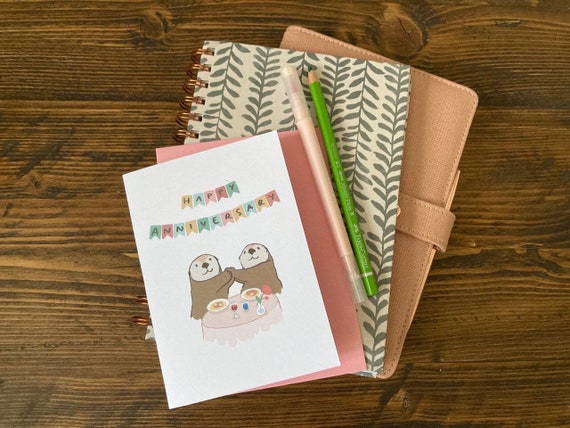Anniversary Greeting Card, Otters, Happy Anniversary, For Him, For Her, Adorable, Love, Girlfriend, Boyfriend, Husband, Wife, Cute, Couple