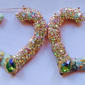 Chunky Under the Sea Jeweled Heart Earrings | Ocean-Inspired Statement Jewelry | Coastal Glam Accessories