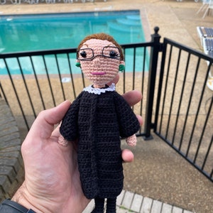 Ruth Bader Ginsburg Doll (8") RBG Doll Ruth Bader Ginsburg Crochet Doll Ruth Bader Ginsburg Robe Black History Month gift for judge