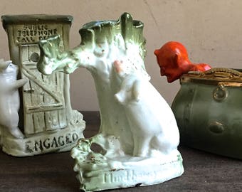 German Fairing Pig Mind How You Fall, German Antique Pig Figural, Spill Vase,