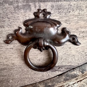 Set of 4 Vintage Colonial Revival Drop Ring Pulls - Antique Copper Finish