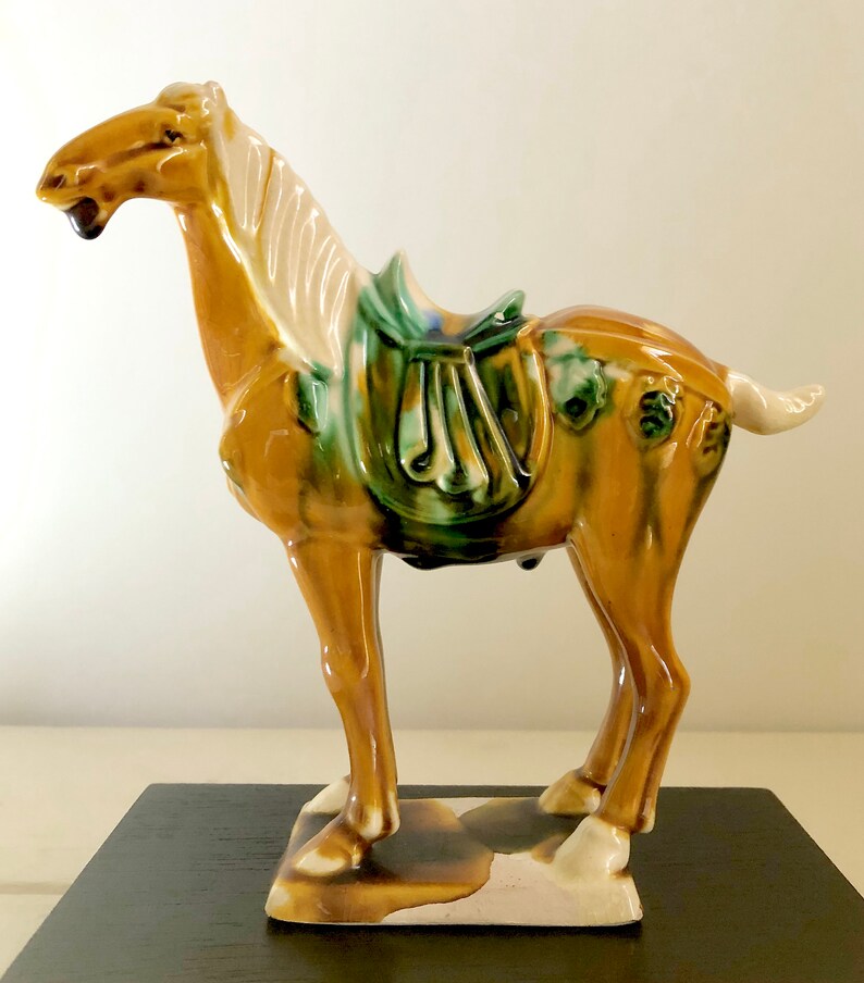 Chinese War Horse Statue Tang Style Small Ceramic Asian Horse Etsy