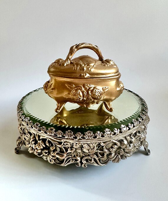 Antique Jewelry Casket by N.B. Rogers Silver Plat… - image 1