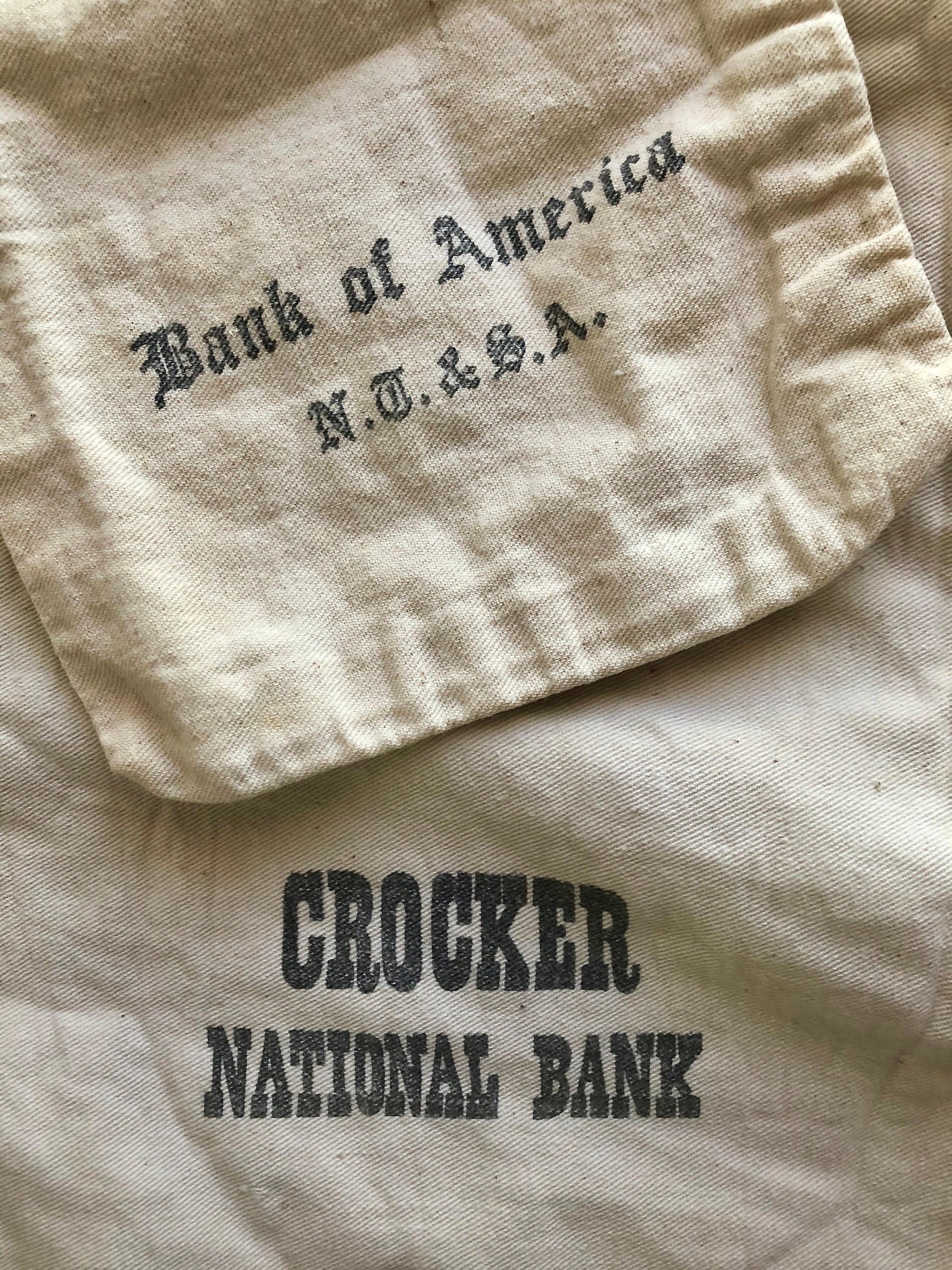 Canvas Coin Bank Bag Crocker National Bank. Bank of America Etsy